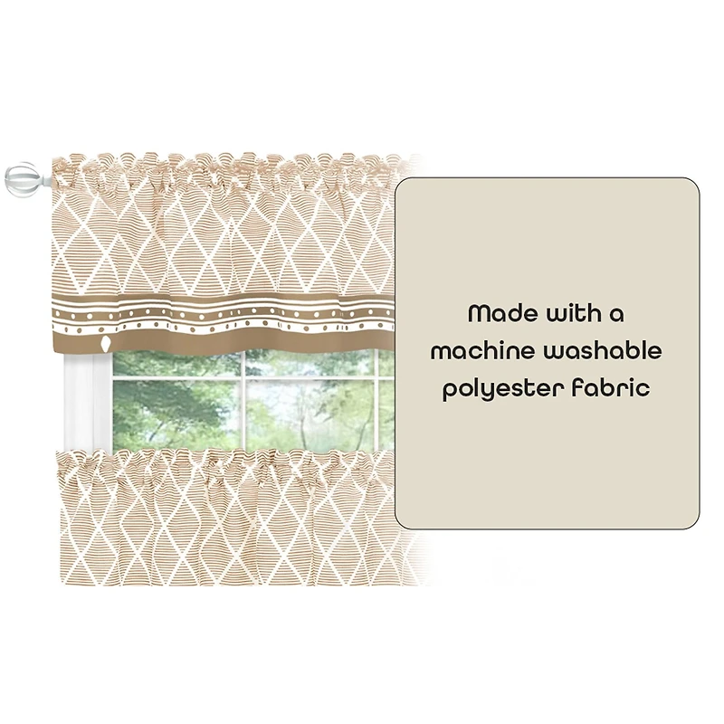 Achim Boho 3-pc. Rod Pocket Kitchen Curtains & Drapes Window Set