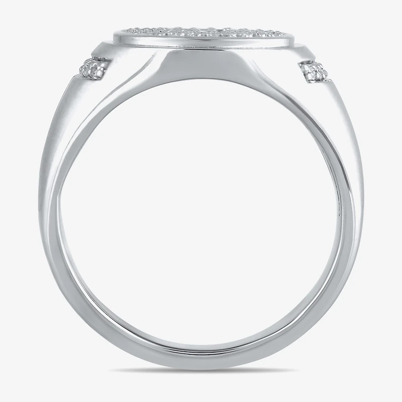 Mens 1/2 CT. T.W. Lab Grown White Diamond Sterling Silver Oval Cluster Fashion Ring