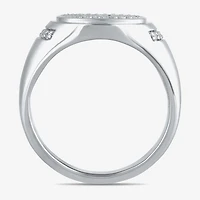 Mens 1/2 CT. T.W. Lab Grown White Diamond Sterling Silver Oval Cluster Fashion Ring