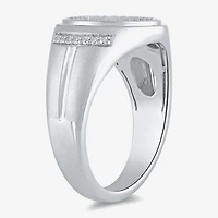 Mens 1/2 CT. T.W. Lab Grown White Diamond Sterling Silver Oval Cluster Fashion Ring