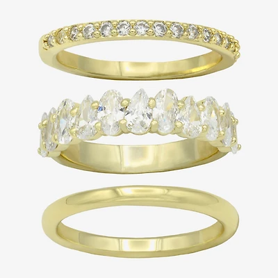 Sparkle Allure Womens Cubic Zirconia 14K Gold Over Brass Marquise Eternity Ring Set