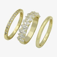 Sparkle Allure Womens Cubic Zirconia 14K Gold Over Brass Marquise Eternity Ring Set