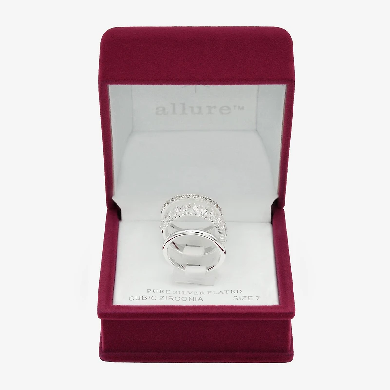 Sparkle Allure Womens Cubic Zirconia Pure Silver Over Brass Marquise Eternity Ring Set