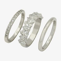 Sparkle Allure Womens Cubic Zirconia Pure Silver Over Brass Marquise Eternity Ring Set