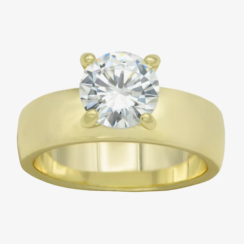 Sparkle Allure Womens Cubic Zirconia 14K Gold Over Brass Round Engagement Ring