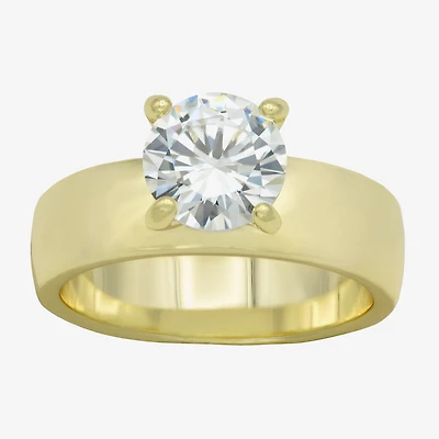 Sparkle Allure Womens Cubic Zirconia 14K Gold Over Brass Round Engagement Ring