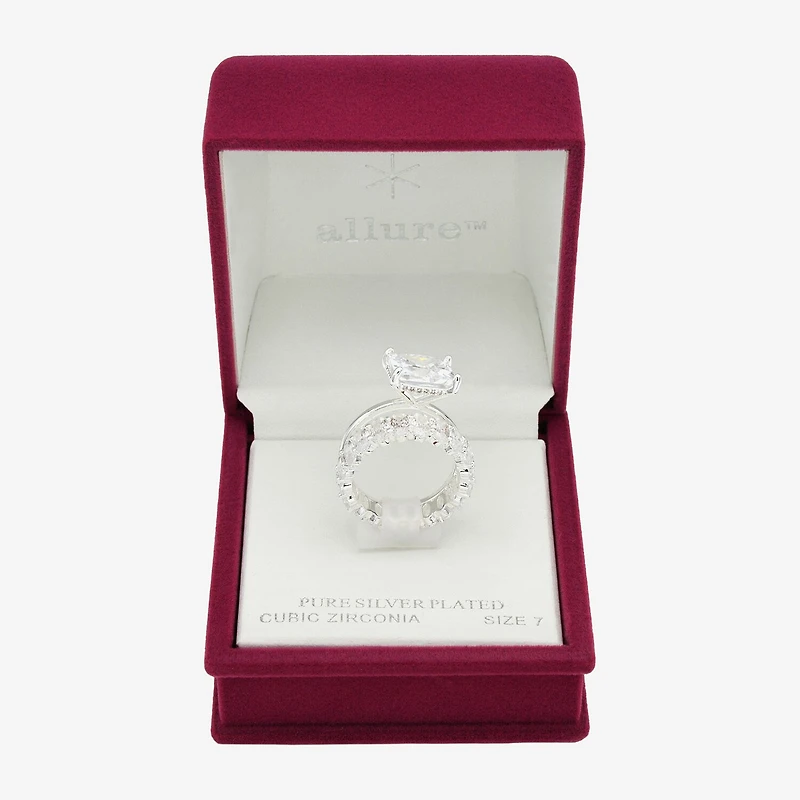 Sparkle Allure Womens Cubic Zirconia Pure Silver Over Brass Eternity Ring Set