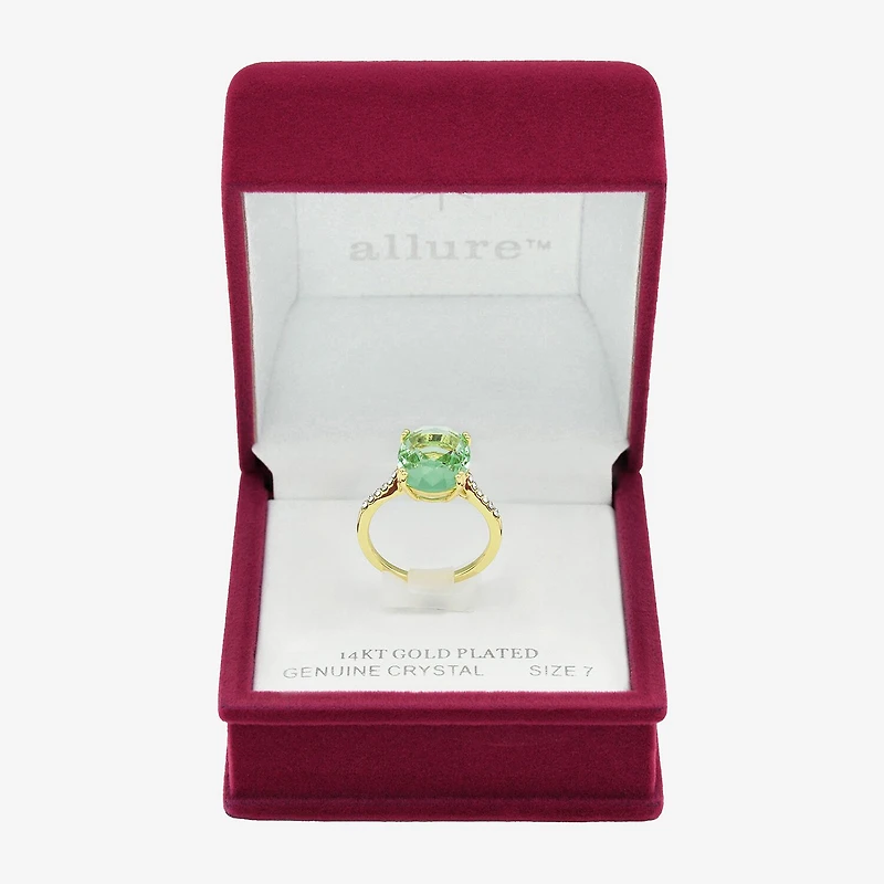 Sparkle Allure Womens Green Crystal 14K Gold Over Brass Oval Cocktail Ring