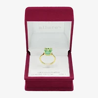 Sparkle Allure Womens Green Crystal 14K Gold Over Brass Oval Cocktail Ring