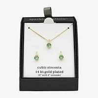 Sparkle Allure Womens Green Crystal 14K Gold Over Brass Round 2-pc. Jewelry Set