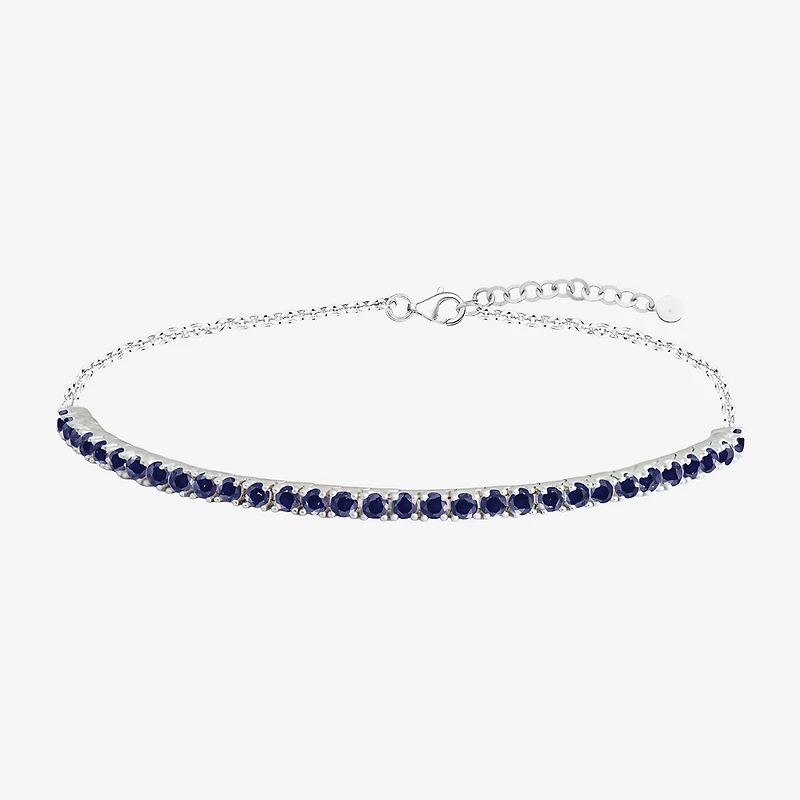 Lab Created Gemstone Sterling Silver 7 Inch Tennis Bracelet