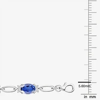 Womens Lab Created Gemstone 14K Rose Gold Over Silver or Sterling Oval 7 Inch Tennis Bracelet