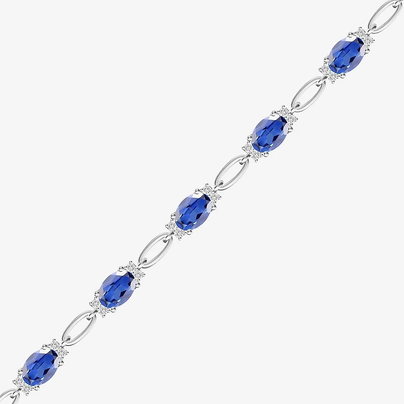 Womens Lab Created Gemstone 14K Rose Gold Over Silver or Sterling Oval 7 Inch Tennis Bracelet