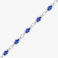 Womens Lab Created Gemstone 14K Rose Gold Over Silver or Sterling Oval 7 Inch Tennis Bracelet