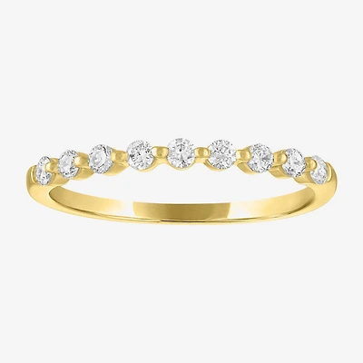 (G-H / Si2-I1) Womens 2MM 1/4 CT. T.W. Lab Grown White Diamond 10K Gold Wedding Band