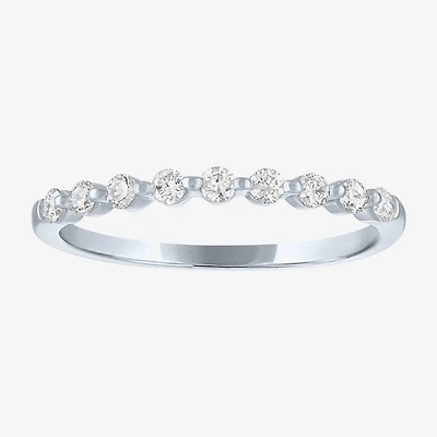(G-H / Si2-I1) Womens 2MM 1/4 CT. T.W. Lab Grown White Diamond 10K Gold Wedding Band