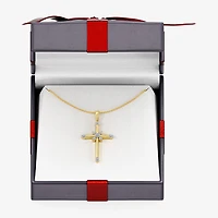 Yes, Please! (G/Si1-Si2) Womens 1/4 CT. T.W. Lab Grown White Diamond 14K Gold Over Silver Cross Pendant