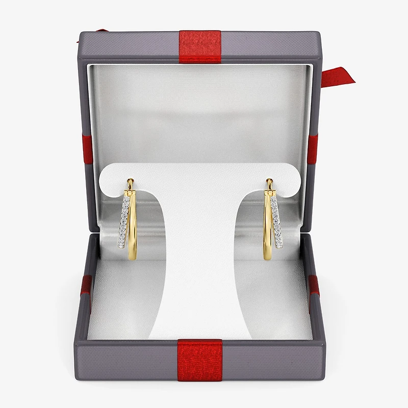 Yes, Please! Womens 1/4 CT. T.W. Lab Grown White Diamond Sterling Silver 20.6mm Hoop Earrings