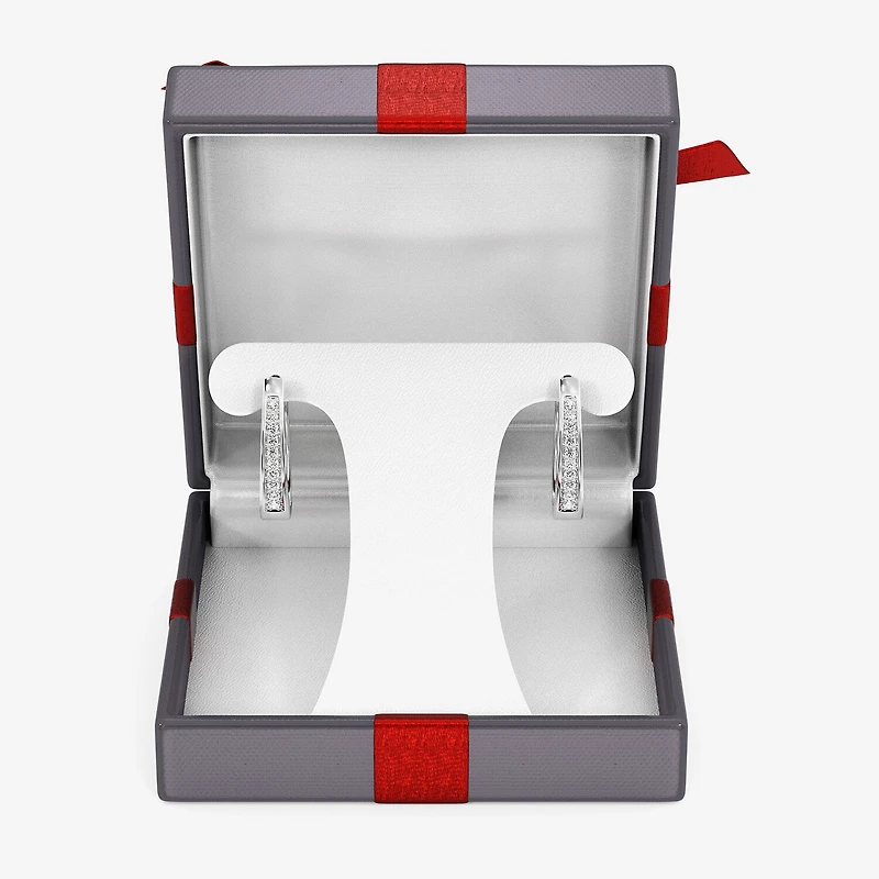 Yes, Please! (G, Si1-Si2) Womens 1/4 CT. T.W. Lab Grown White Diamond Sterling Silver 19.6mm Hoop Earrings