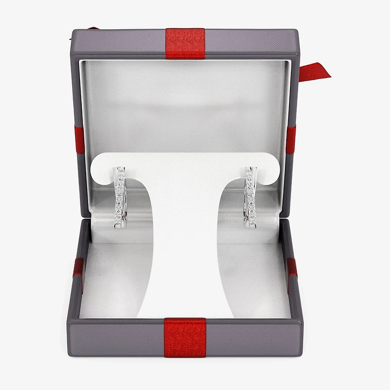 Yes, Please! (G, Si1-Si2) Womens 1/4 CT. T.W. Lab Grown White Diamond Sterling Silver 19.2mm Hoop Earrings