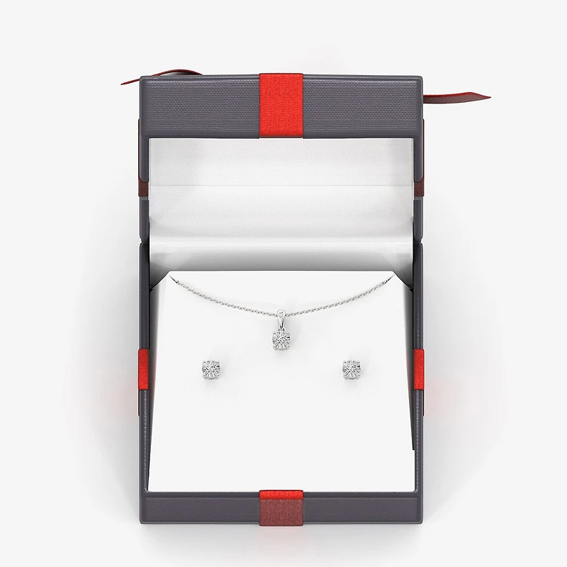 Yes, Please! (G, Si1-Si2) Womens 1/6 CT. T.W. Lab Grown White Diamond Sterling Silver 2 Pair Jewelry Set