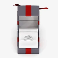 Yes, Please! Womens 1/6 CT. T.W. Lab Grown White Diamond Sterling Silver 3-Stone Crossover Cocktail Ring
