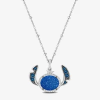 Disney Jewels Collection Lilo And Stitch Womens 1/10 CT. T.W. Genuine Blue Drusy Sterling Silver 18 Inch Pendant Necklace