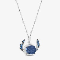 Disney Jewels Collection Lilo And Stitch Womens 1/10 CT. T.W. Genuine Blue Drusy Sterling Silver 18 Inch Pendant Necklace