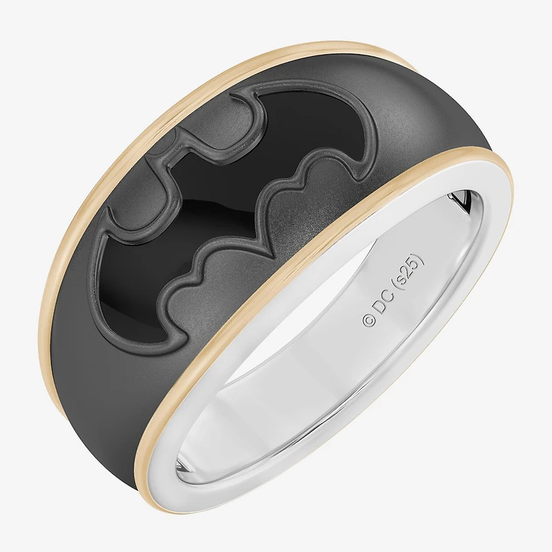 Batman Unisex Adult Genuine Black Onyx 14K Gold Over Silver Sterling Silver Batman Fashion Ring
