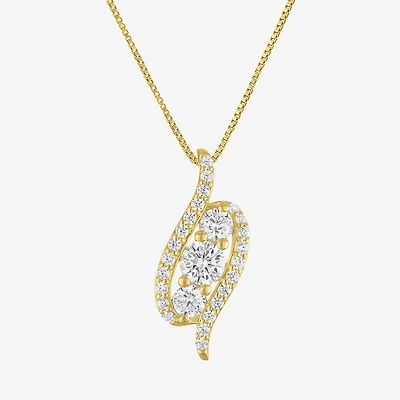 (G-H / Si2-I1) Womens 1 CT. T.W. Lab Grown White Diamond 14K Gold Over Silver 18 Inch Pendant Necklace