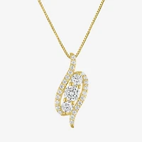 (G-H / Si2-I1) Womens 1 CT. T.W. Lab Grown White Diamond 14K Gold Over Silver 18 Inch Pendant Necklace