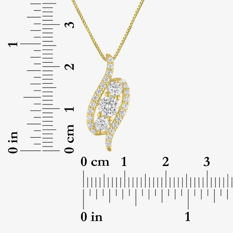 (G-H / Si2-I1) Womens 1 CT. T.W. Lab Grown White Diamond 14K Gold Over Silver 18 Inch Pendant Necklace