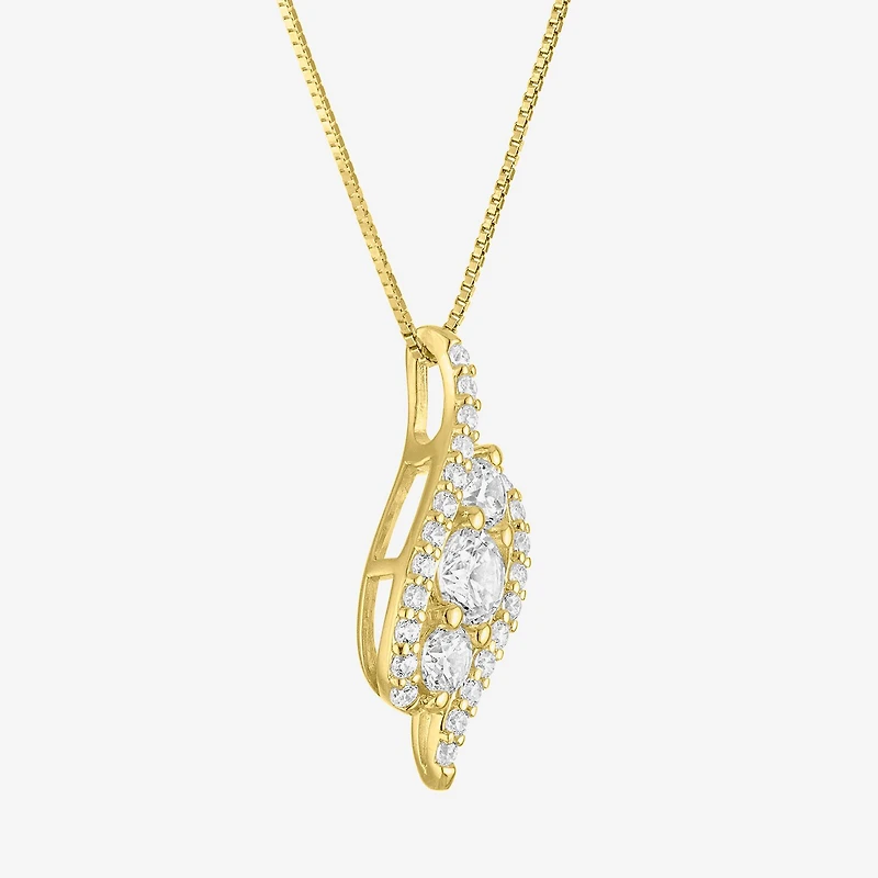 (G-H / Si2-I1) Womens 1 CT. T.W. Lab Grown White Diamond 14K Gold Over Silver 18 Inch Pendant Necklace