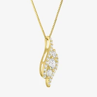 (G-H / Si2-I1) Womens 1 CT. T.W. Lab Grown White Diamond 14K Gold Over Silver 18 Inch Pendant Necklace