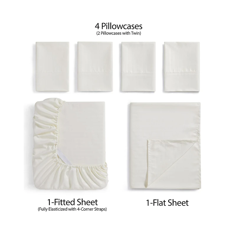 Sweet Home Collection™ Dobby Stripe Microfiber Wrinkle Free Deluxe Sheet Set with Bonus Pillowcases