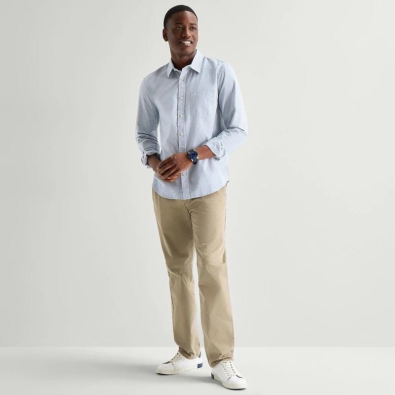 mutual weave Mens Long Sleeve Classic Fit Button-Down Shirt