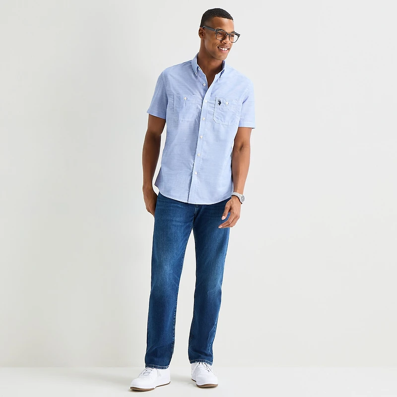 U.S. Polo Assn. Mens Short Sleeve Classic Fit Embroidered Button-Down Shirt