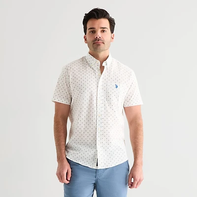 U.S. Polo Assn. Mens Short Sleeve Classic Fit Embroidered Button-Down Shirt