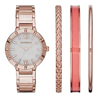 Liz Claiborne® Womens Rose-Tone Watch and Bangle Set