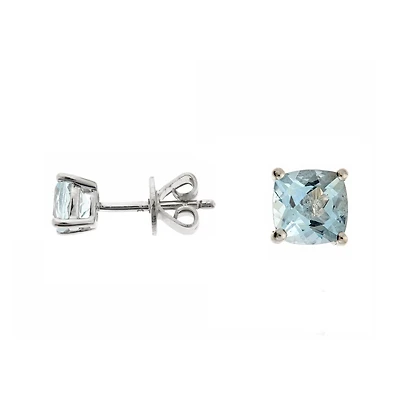 LIMITED QUANTITIES Genuine Aquamarine Sterling Silver Stud Earrings