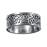 Mens 9mm Gray Stainless Steel Celtic Wedding Band