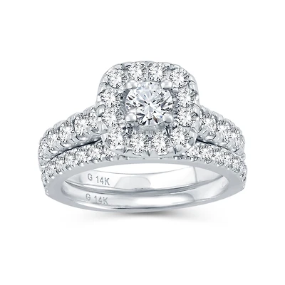 Womens 1 1/2 CT. T.W. Natural Diamond 10K Gold Cushion Bridal Set