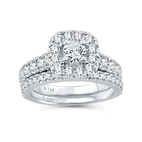 Womens 1 1/2 CT. T.W. Natural Diamond 10K Gold Cushion Bridal Set