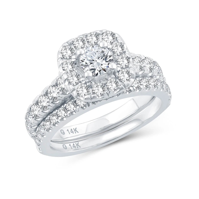 Womens 1 1/2 CT. T.W. Natural Diamond 10K Gold Cushion Bridal Set