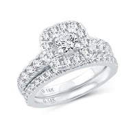 Womens 1 1/2 CT. T.W. Natural Diamond 10K Gold Cushion Bridal Set