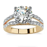 Womens 1 /4 CT. T.W. Cubic Zirconia 14K Gold Over Brass Engagement Ring