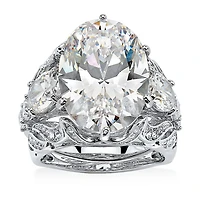 DiamonArt® Womens White Cubic Zirconia Platinum Over Silver Bridal Set
