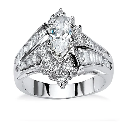 DiamonArt® Womens /4 CT. T.W. White Cubic Zirconia Platinum Over Silver Engagement Ring