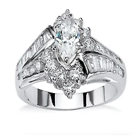 DiamonArt® Womens /4 CT. T.W. White Cubic Zirconia Platinum Over Silver Engagement Ring