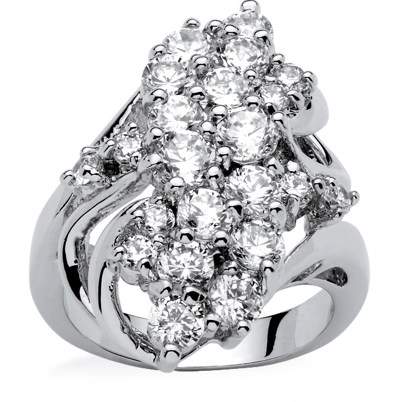 Womens 3 1/2 CT. T.W Cubic Zirconia Platinum Over Silver Cocktail Ring